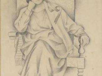 Vente aux enchères André LOTHE "Elégante au chapeau". Dessin au crayon, signé en bas à dr