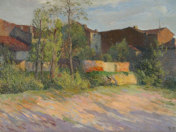 Henri MARRE "Village du Midi". Huile sur toile, signée en bas à droite