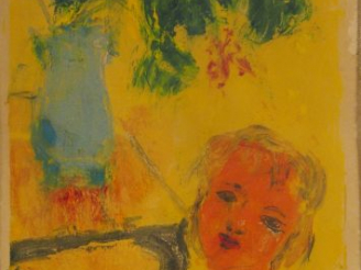 Vente aux enchères Jean MICOINE "Portrait de femme". Technique mixte sur papier, signée e