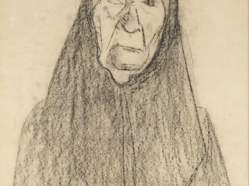 Willy MUCHA "Portrait de dame". Dessin au fusain, signé en bas à droit