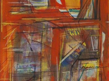 Willy MUCHA "Abstraction". Lithographie en couleurs