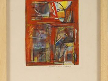 Willy MUCHA "Abstraction". Lithographie en couleurs