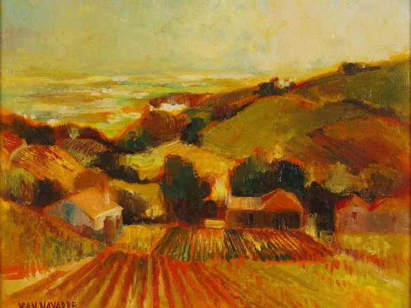 Jean NAVARRE "Automne en Beaujolais". Huile sur toile, signée en bas à