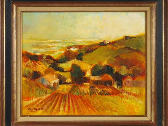 Jean NAVARRE "Automne en Beaujolais". Huile sur toile, signée en bas à