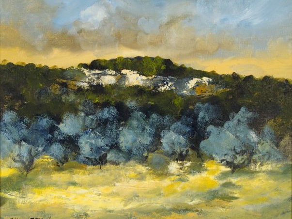 Philippe PIERRON "Les oliviers près de Miramas". Huile sur toile, sign