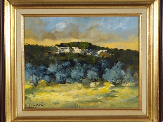 Philippe PIERRON "Les oliviers près de Miramas". Huile sur toile, sign