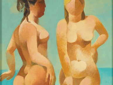 Ruiz PIPO "Blonde et brune". Huile sur toile, signée en bas à gauche. 