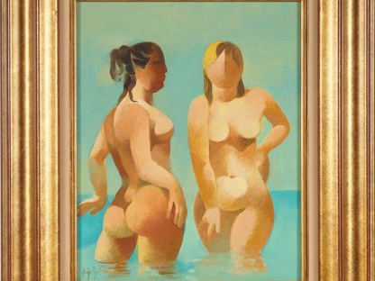 Ruiz PIPO "Blonde et brune". Huile sur toile, signée en bas à gauche. 