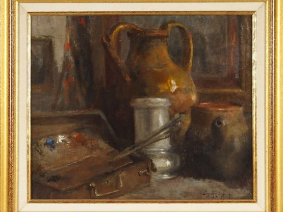 Eugène REGAGNON "Nature morte". Huile sur toile, signée en bas à droit