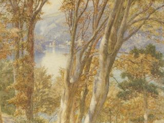Vente aux enchères S.G.W. ROSCOE "Vue de lac en automne". Aquarelle, signée en bas à gauc