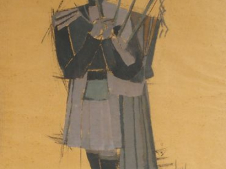 Vente aux enchères Joachim SAURA "Galicien en costume traditionnel". Gouache sur papier, 