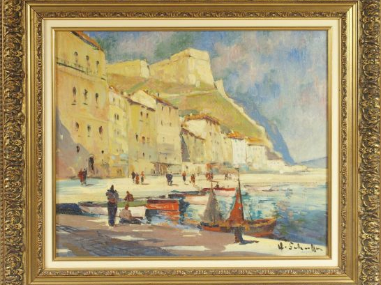 Henri SCHAEFFER "Vue de Bonifacio". Huile sur toile,signée en bas à dr