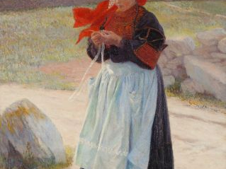 L. TESSON "La bretonne". Huile sur toile, signée en bas à droite et da