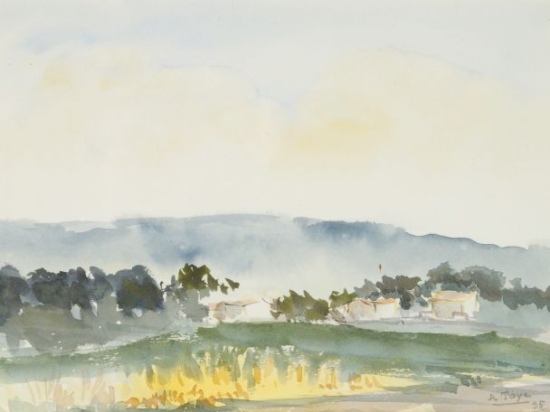 A. TOYE "Paysage". Aquarelle, signée en bas à droite.  23.5 x 33 cm