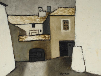 Vente aux enchères Paul VIGROUX "La maison Blanche". Huile sur toile, signée en bas à dro