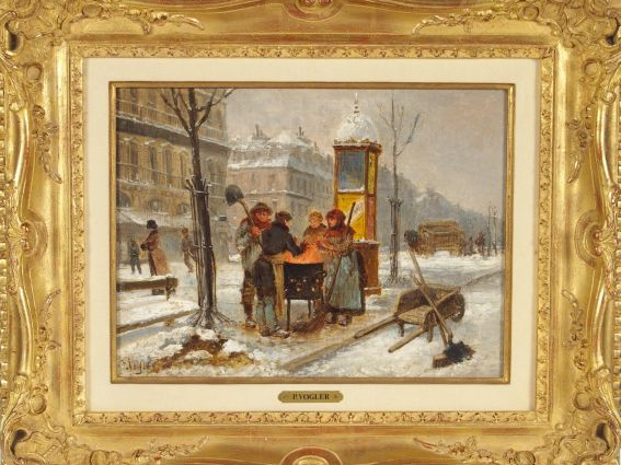 Paul VOGLER "La ville en hiver". Huile sur panneau, signée en bas à ga