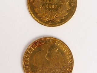 Vente aux enchères 2 pièces 10 francs or, 1857 A et 1910