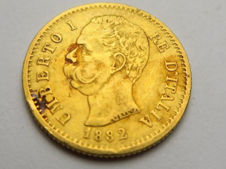 Vente aux enchères 1 pièce de 20 Lires or, 1882. Frais acheteurs : 5 % HT