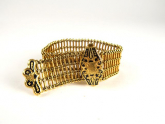 Vente aux enchères Bracelet ceinture Napoléon III en or, partiellement émaillé. (Fermoir 