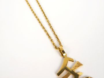 Pendentif en or 14 carats (12 g) et sa chaine en or (18,5 g) AC