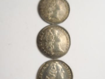 3 pièces Louis XV en argent, 1758. Poids : 17,69 g