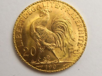 Vente aux enchères 1 pièce de 20 francs or. 1907