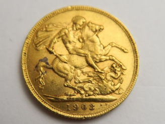 Vente aux enchères 1 pièce Edouard VII en or. 1908