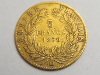 Vente aux enchères 1 pièce de 5 francs or. 1859, B