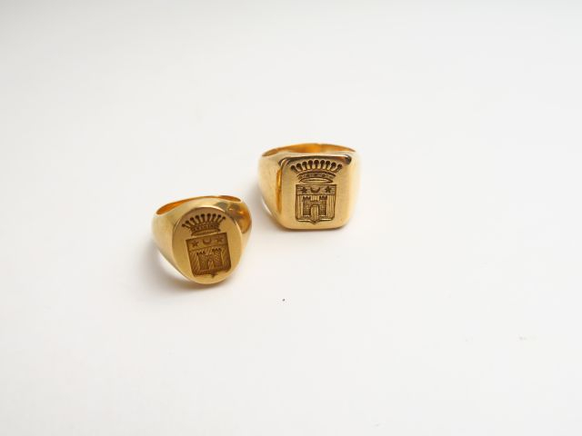 Deux chevalières en or. Poids  : 29,17 g