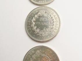 Vente aux enchères 3 pièces de 50 francs argent