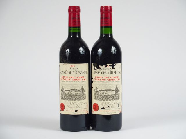2 BOUTEILLES CHÂTEAU GRAND CORBIN DESPAGNE GCC ST EMILION - 1990 - 1 E