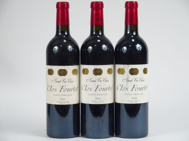 3 BOUTEILLES CLOS FOURTET 1er GCC ST EMILION - 2004 - ETLS