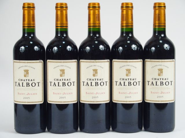 5 BOUTEILLES CHÂTEAU TALBOT GCC ST JULIEN - 2005