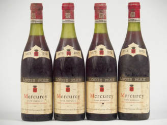 Vente aux enchères 4 BOUTEILLES MERCUREY 'CLOS MARCILLY' L. MAX - 1973 - 2 CM/2,5 CM/3 CM