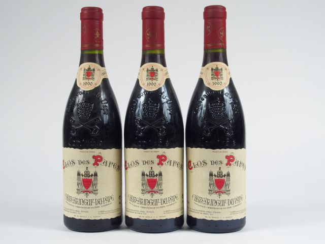 3 BOUTEILLES CHATEAUNEUF DU PAPE 'CLOS DES PAPES' P. AVRIL - 1990