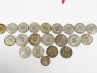 Vente aux enchères Ensemble de 5 pièces de 50 francs argent, 16 pièces de 10 francs argen