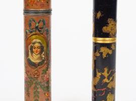 Vente aux enchères Etui à cire en laque et or à décor de style extreme-Orient , etui à ci