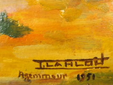 LAHLOU "Vue d'Agemmour" Huile sur panneau, signée en bas à droite et d