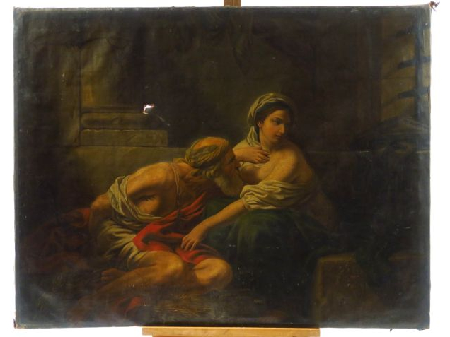 J. Y LARRIEUX 'Allégorie de la charité".  Huile sur toile signée en ba