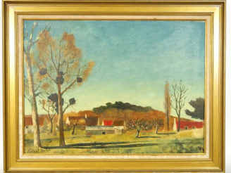 Vente aux enchères Roland OUDOT "Automne au Mesnules" Huile sur toile, signée en bas à ga