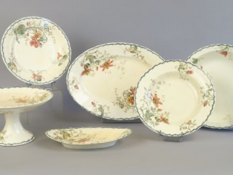 Vente aux enchères 	Partie de service de table fin XIX ème en faïence fine de Choisy le R