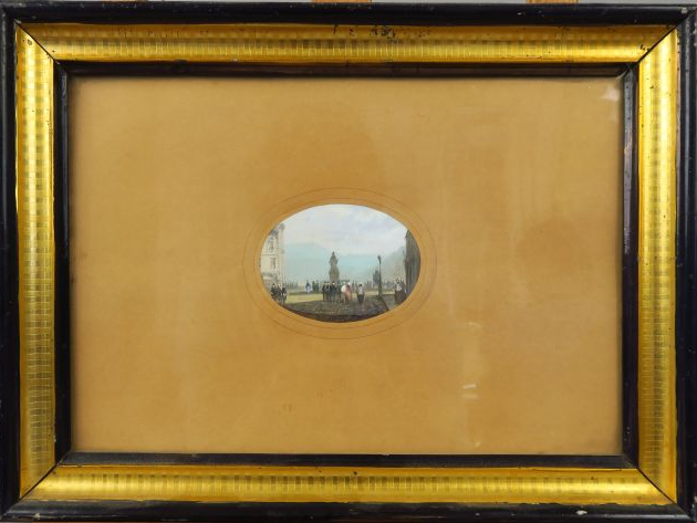 LAROQUE « Ville animée » Miniature en médaillon  6.5 x 9 cm
