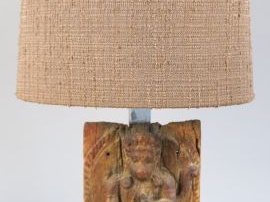 Sculpture indienne en bois naturel figurant une allégorie de Ganesh