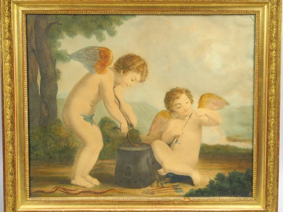 Suite de quatre gravures rehaussées « Allégories des quatre saisons »,