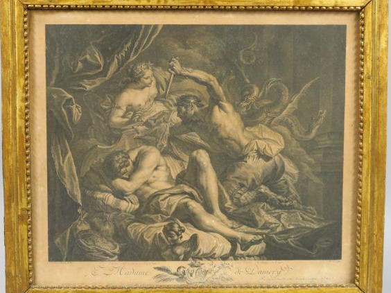 	Paire de gravures en noir d’après Poussin 								 Paire de gravures 