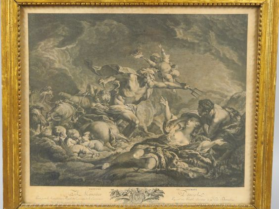 	Paire de gravures en noir d’après Poussin 								 Paire de gravures 