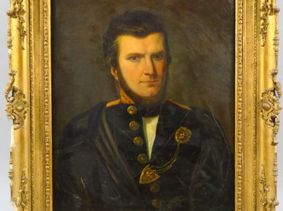 	Ecole française XIX ème « Portrait d’homme en uniforme » Huile sur to