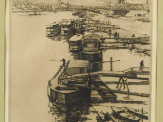 Vente aux enchères 	Eugène BEJOT « La Seine à Auteuil » Eau-forte
