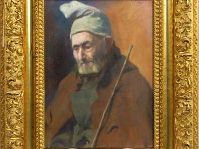 C. GUILBERT « Portrait de paysan au bonnet ». Huile sur toile, signée 