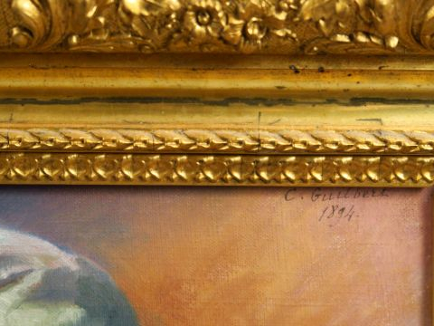 C. GUILBERT « Portrait de paysan au bonnet ». Huile sur toile, signée 